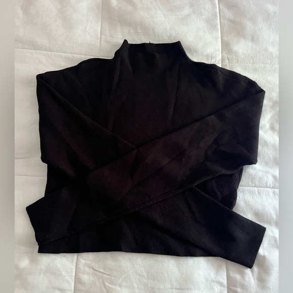 Culpos x INC Womens Black Padded Shoulder Mock Neck Cropped Sweater - Picture 3 of 4